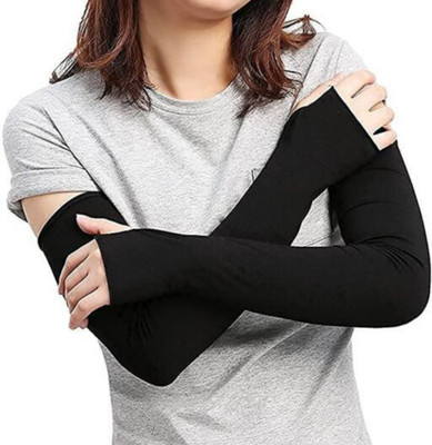 RDG Enterprise Cotton Arm Sleeve For Men & Women(Free, Black)