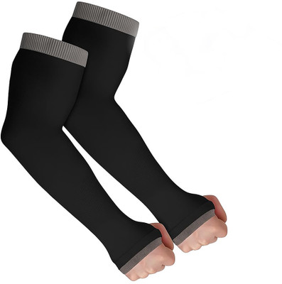 CHINTELS Polyester Arm Sleeve For Men & Women(Free, Black)