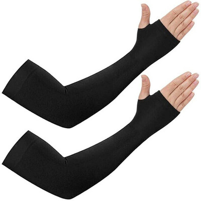 Roves Fashion Polyester Arm Sleeve For Men & Women(Free, Black)