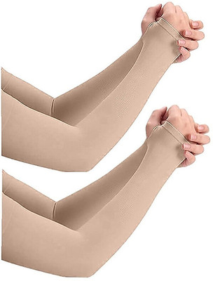 Vikans Fashion Polyester Arm Sleeve For Men & Women(Free, Beige)