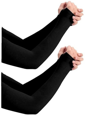 PUNCHOLI UNIQUE Nylon Arm Sleeve For Men & Women(Free, Black)