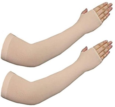 Crystal zone Cotton Arm Sleeve For Men & Women(Free, Beige)