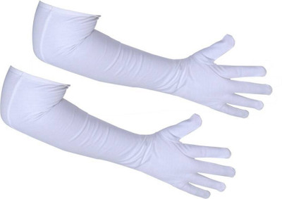 JusAwesm Cotton Arm Sleeve For Women(L, White)