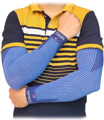 Cotson Cotton Arm Sleeve For Men & Women(Free, Blue)