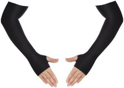 JusAwesm Nylon Arm Sleeve For Men & Women(XL, Black)