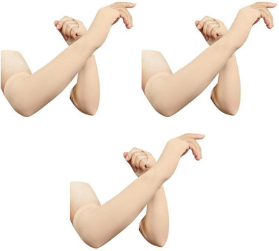 Jully Nylon Arm Sleeve For Men & Women(Free, Beige)