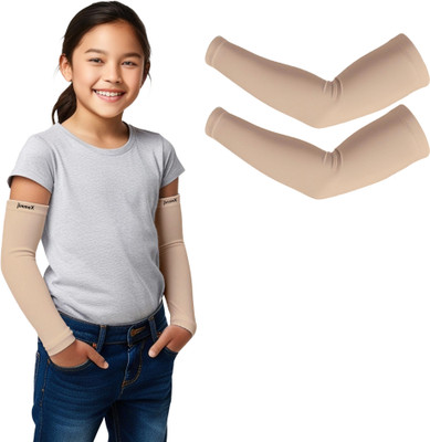 Jimmox Nylon Arm Sleeve For Boys & Girls(Free, Beige)