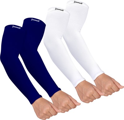 Jimmox Nylon Arm Sleeve For Men & Women(Free, Navy Blue, White)