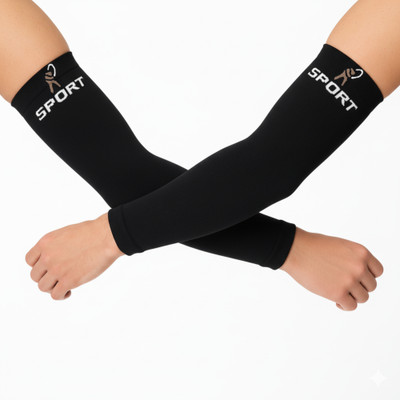 EXCELLION Cotton Arm Sleeve For Men & Women(Free, Black)