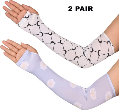 DesoRia Shopsy-LGV-15060 Nylon Arm Warmer(White, Grey)