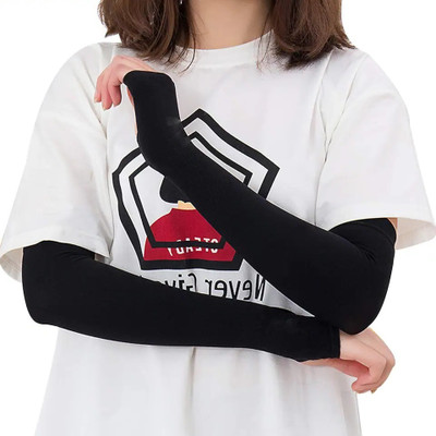URMILA TRADERS Cotton Arm Sleeve For Men & Women(Free, Black)