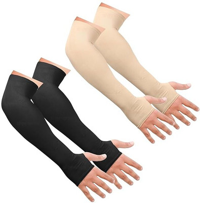 AKOOPAR GLOBAL Nylon Arm Sleeve For Men & Women(Free, Black, Beige)