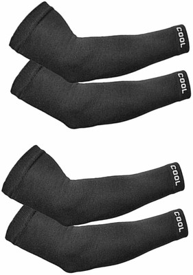 DESI CREED UV Sun Protection Styles Thumb Hole Arm Sleeves, Protective Shield Pack of 2 Cotton Arm Warmer(Black)