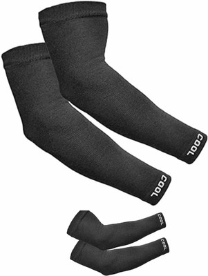 DESI CREED Cotton Arm Sleeve For Men & Women(M, Black)