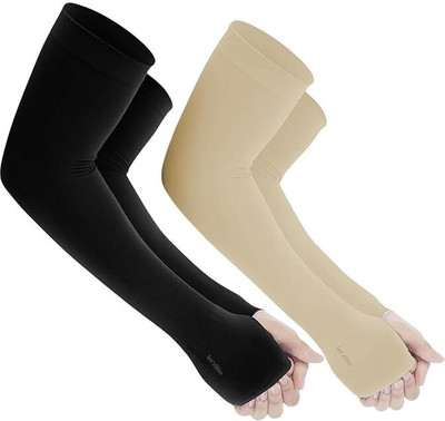 Kolva Cotton Arm Sleeve For Men & Women(Free, Black, Beige)