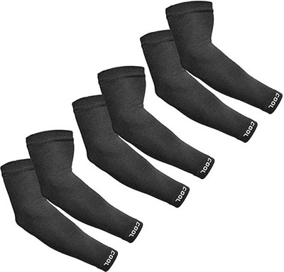 Missby Unisex Compression Arm Sleeves (Black, 03pcs) Cotton Arm Warmer(Black)