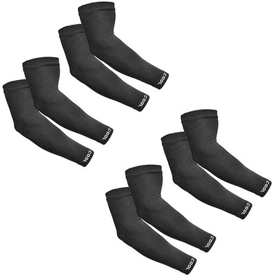 Missby Unisex Compression Arm Sleeves (Black, 04pcs) Cotton Arm Warmer(Black)