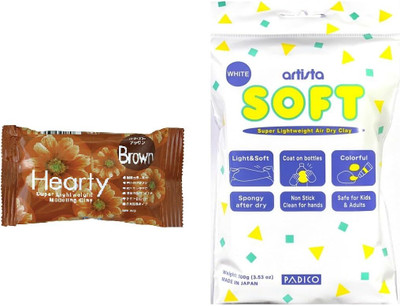Padico Artista Soft Air Dry 100 GM & Hearty Color 50 GM Brown Color Combo Pack of 2 Art Clay(150 g)