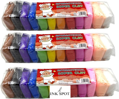 Ink spot Non- Toxic 12 Different Color Fluffy Foam Clay PACK OF 36 Art Clay(320 g)