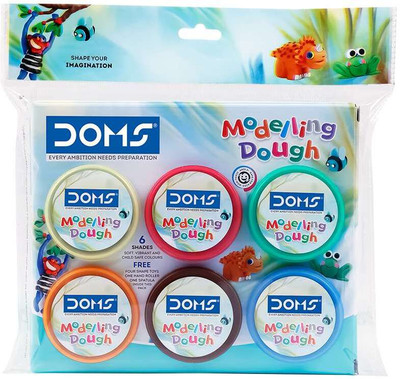 DOMS Modelling Dough | 6 Bright & Soft Non-Toxic Shades for Kids Art Clay(120 g)
