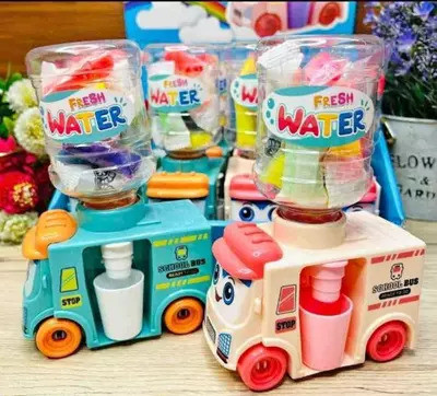 Ink spot Cute Mini School Bus Water Dispenser with water tank Moving Wheels Clay Toy Art Clay(1 kg)