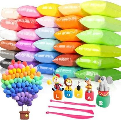 Eclet Non-Toxic Modeling Air Dry Bouncing Clay with Tools (12 Pcs) Multicolor Clay