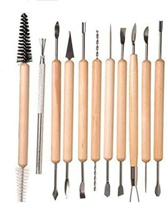 Da Novira 11 Pcs Wooden Handle Clay Carving Pottery Sculpting Tools for Art and Craft_05 Art Clay(1 kg)