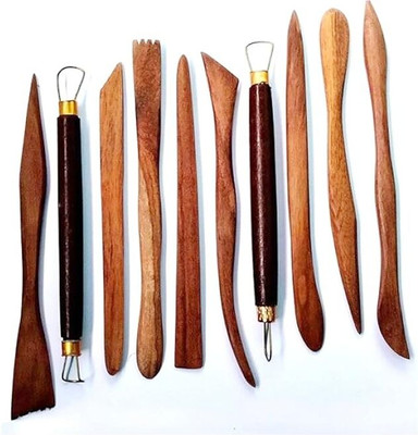 Qalam Kaari 10pcs Wooden Clay Modeling Tools for Sculpting,Pottery Art Clay(10 kg)