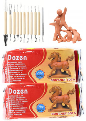 Da Novira Dozen Hand Modeling Clay With 11 Pcs Wooden Handle Tools for Art and Craft_03 Art Clay(1 kg)