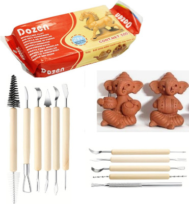 Da Novira Dozen Hand Modeling Clay With 11 Pcs Wooden Handle Tools for Art and Craft_08 Art Clay(0.5 kg)