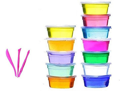 Freedy Crystal Clay Soft Slime Transparent Magic Mud Pack of 12 Assorted Colours Art Clay(100 g)
