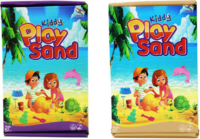 Rabbit Kiddy Play Sand - Non Sticky Kinetic Sand Pack of 2 with Moulds (Purple & Brown) Art Clay(900 g)