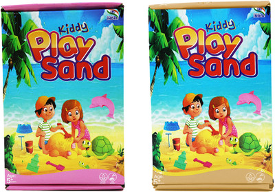 Rabbit Kiddy Play Sand - Non Sticky Kinetic Sand Pack of 2 with Moulds (Pink & Brown) Art Clay(900 g)