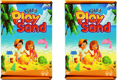 Rabbit Kiddy Play Sand - Non Sticky Kinetic Sand Pack of 2 with Moulds (Orange&Orange) Art Clay(900 g)