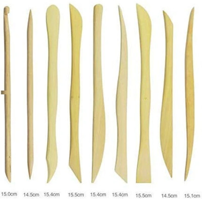 KRYTONE 10 Pcs Wooden MUD Clay Modeling Tools Set Polymer Clay Tools Art Clay(100 g)