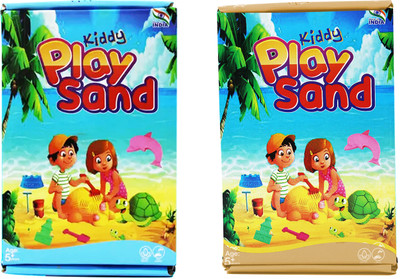 Rabbit Kiddy Play Sand - Non Sticky Kinetic Sand Pack of 2 with Moulds (Blue & Brown) Art Clay(900 g)