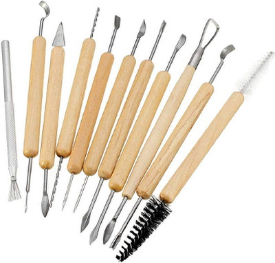Da Novira 11 Pcs Wooden Handle Clay Carving Pottery Sculpting Tools for Art and Craft_03 Art Clay(1 kg)
