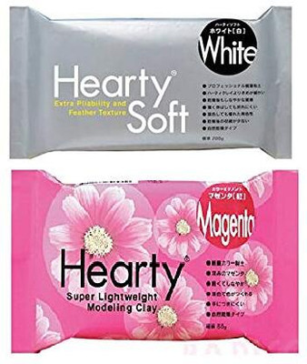 Padico Hearty Soft Air Dry 180gm with Hearty Color 50 GM Magenta Color Pack of 2. Art Clay(230 g)