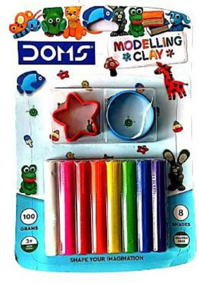 DOMS 8 Shade Modelling Clay 100 Gram with 2 Mould (Pack of 10) Art Clay(600 g)