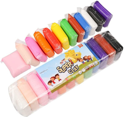 Quenchua SUPER CLAY SET OF 24 COLORS WITH TOOLS FOR ART AND CRAFT ACTIVITY FOR KIDS Art Clay(24 g)
