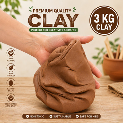 Clayva 3 KG Modeling Clay for Pottery Art Sculpture Craft and DIY Work Art Clay(2990 g)