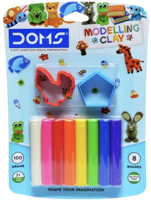 DOMS 8458 - DOMSIL MODELLING CLAY 8 SHADES - PACK OF 3 Art Clay(0.3 kg)