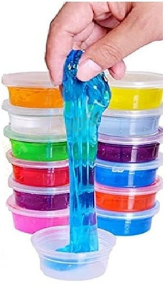 Freedy Crystal Clay Soft Slime Transparent Magic Mud Pack of 12 Assorted Colours-w Art Clay(200 g)