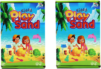 Rabbit Kiddy Play Sand - Non Sticky Kinetic Sand Pack of 2 with Moulds (Green & Green) Art Clay(900 g)