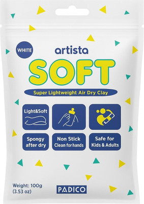 Padico Air Dry Clay Artista Soft Pack of 1, Lightweight, Flexible & Non-Toxic Modeling Art Clay(100 g)