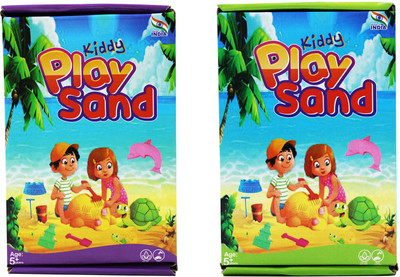 Rabbit Kiddy Play Sand - Non Sticky Kinetic Sand Pack of 2 with Moulds (Purple & Green) Art Clay(900 g)