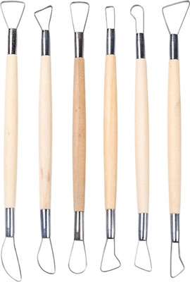 Gold Leaf 6PCS Wooden Clay Sculpting Tools – Double-Ended Loop & Carving Set