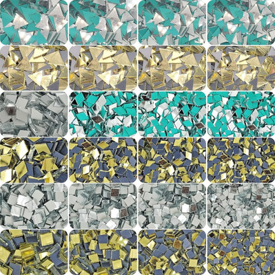 INDIKONB Glass Mirror - Diamond, Square, Triangle Shapes in Silver/Gold - for Lippan Art