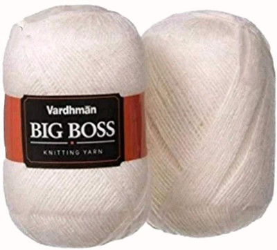 Vardhman Wool Big boss Wool Hand Knitting Soft Fingering Hank 400gm Off White Shade no-15