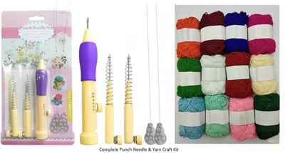 KHUSHA CREATIONS Punch Needle Embroidery Kit with Multi-Size Needle&12 pcs Yarn Oon For DIYCraft